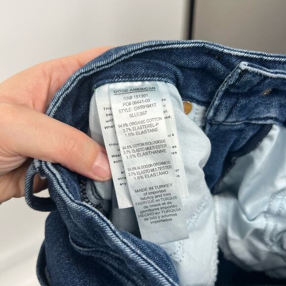 Good American Good Waist High Rise Skinny Jeans Raw Hem - Picture 8 of 8